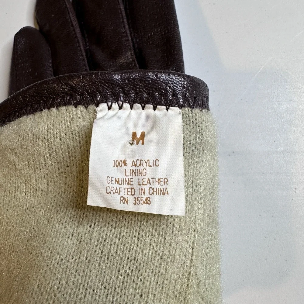 Vintage dark brown genuine leather women's driving gloves Size medium